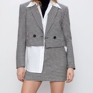 Zara houndstooth set - blazer and skirt